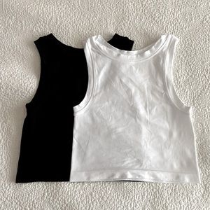 Aura muscle tees 2 sleeveless tank top fitted crop top size s/m
